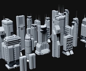 3D SCI-FI SKYCRAPERS BUILDINGS KIT 4