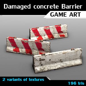 Damaged concrete barrier