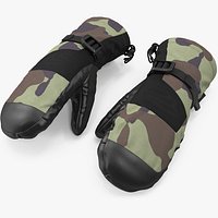 Snow Skiing Mens Waterproof Mittens Camo