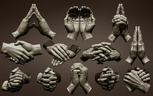 12 Male hand poses 3D model