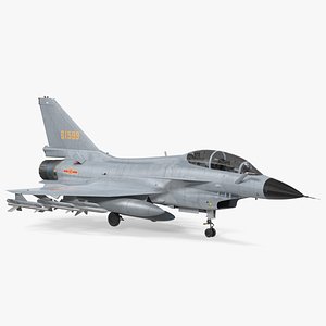 Chinese Military J-10 Fighter Jet Tandem Seated Rigged for Maya 3D model