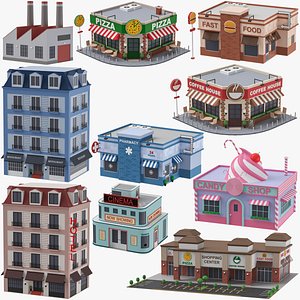 Low Poly Buildings Collection 8 3D model