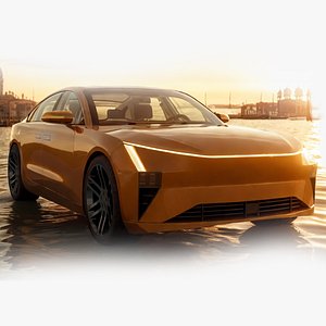 Electric Sedan golden 3D model