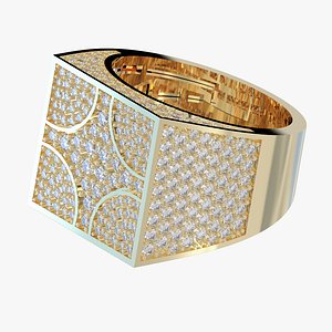 The Hiphop 4.552cwt  Diamond Men's Ring 3D model