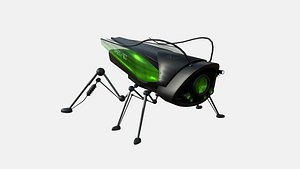 Insect Robot F03 Black Green - SciFi Character Design 3D