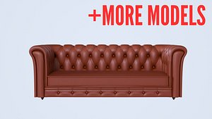 High Poly Chesterfield Leather Set