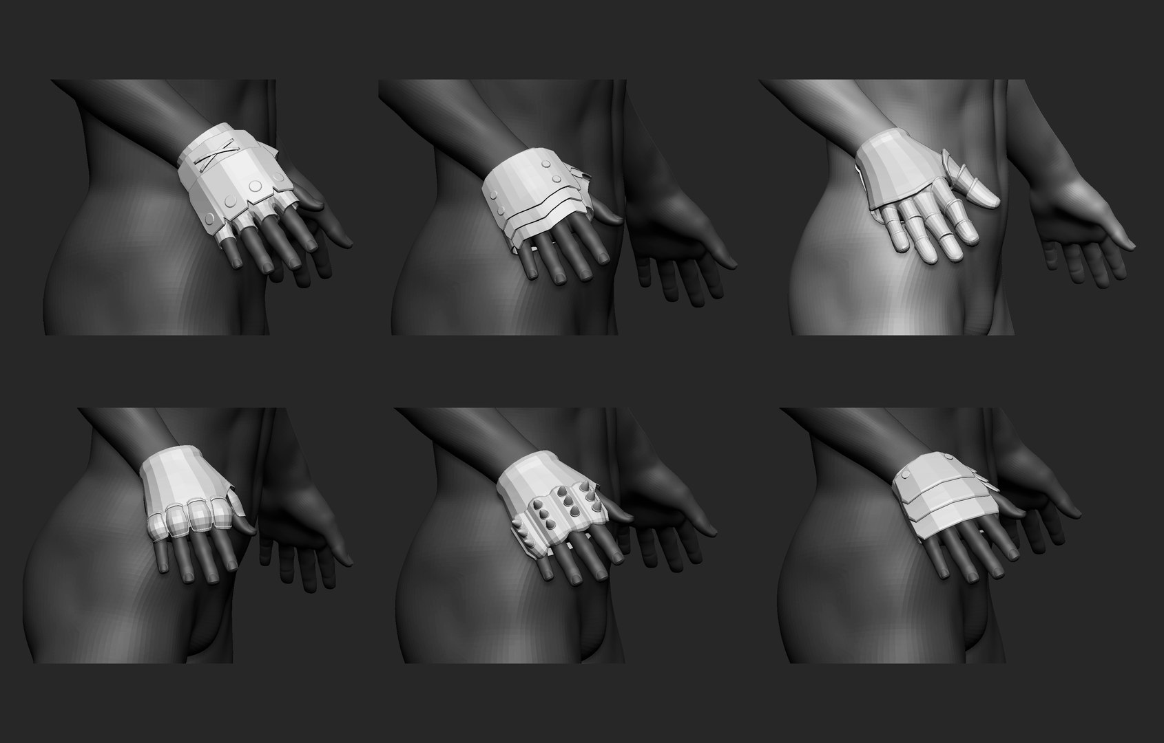 3D 55 Low poly medieval fantasy arm and hands armor base mesh IMM brush ...