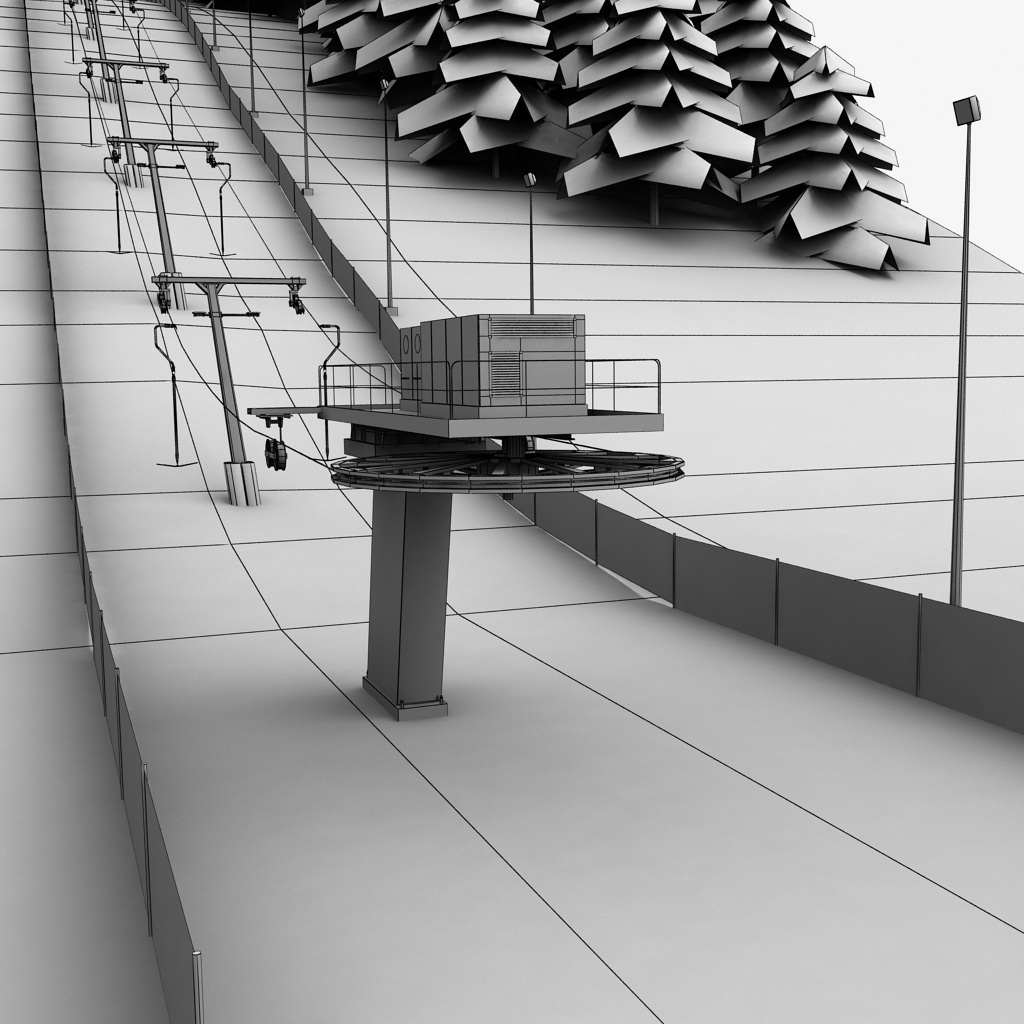 3d ski lift pack mountains model