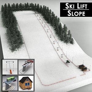 3d ski lift pack mountains model
