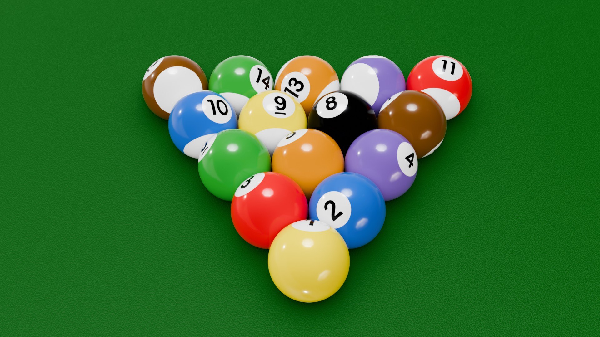 Pool Table - Balls - Triangle - Cue And Chalk - 8 Ball Billiard 3D ...