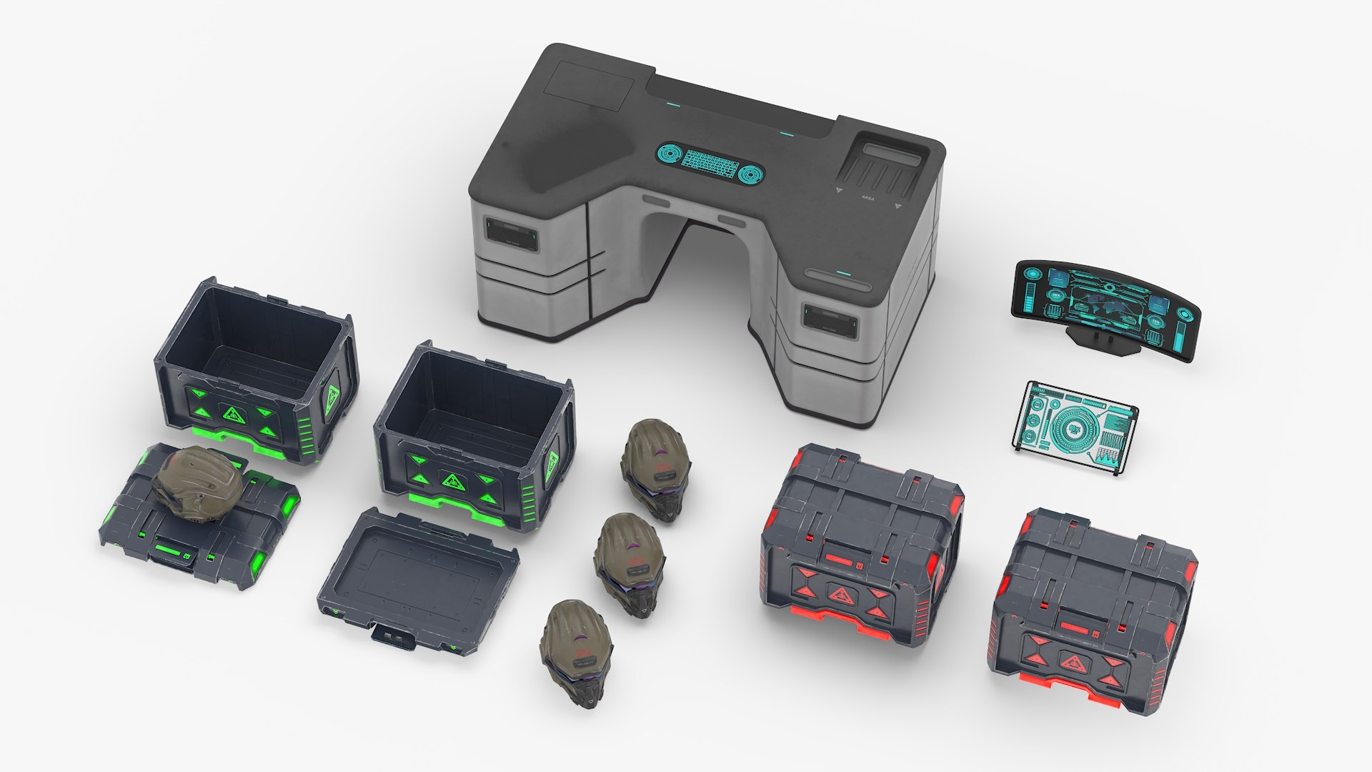 3D Futuristic Command Center With Hellmet Storage Model - TurboSquid ...