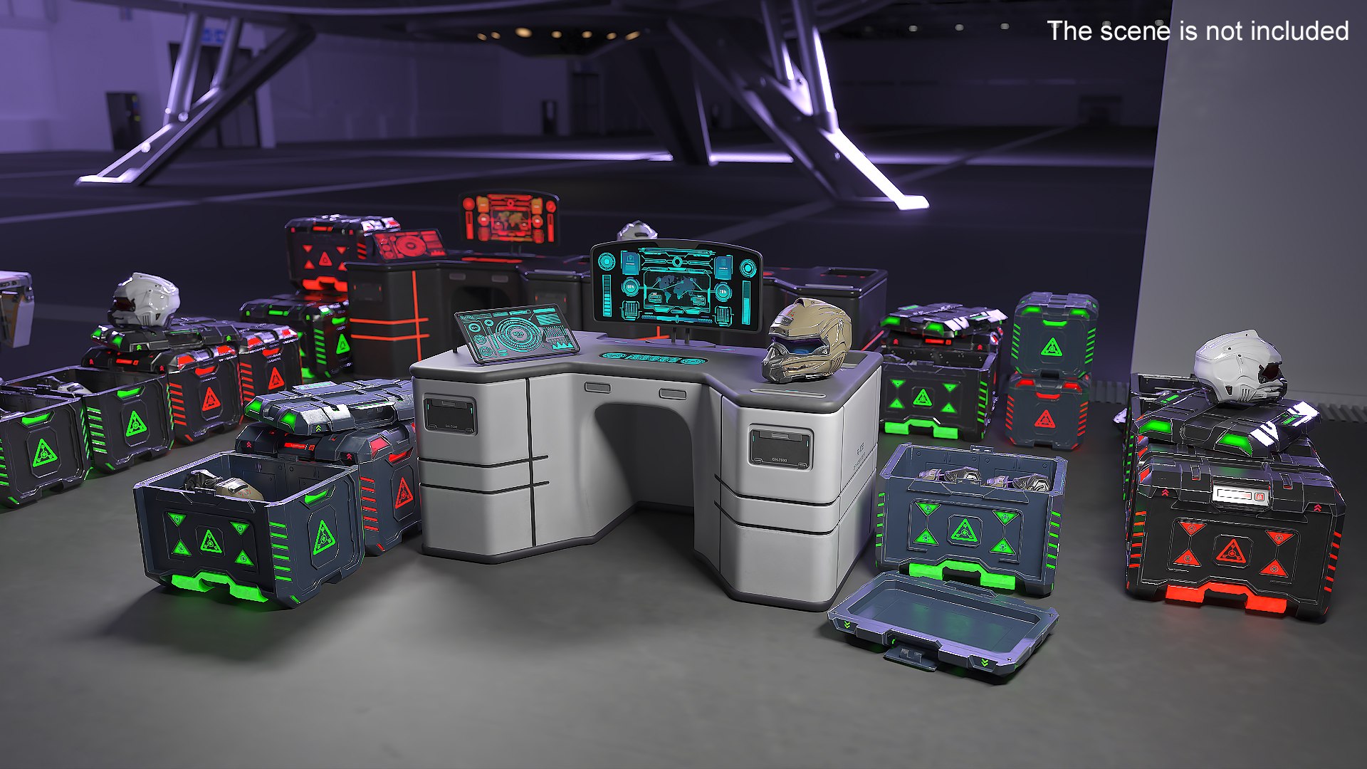 3D Futuristic Command Center With Hellmet Storage Model - TurboSquid ...