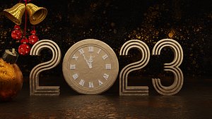 3D model New year 2023 number design