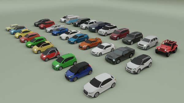 collection of 30 low poly cars