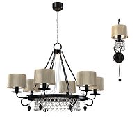 Baga progress 3324 & 3250 traditional fringe shade chandelier and  wall lamp