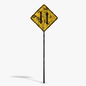 3D Damaged Two-Way Sign