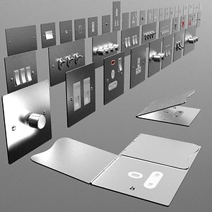 UK electrical switches & sockets pack - flush metal