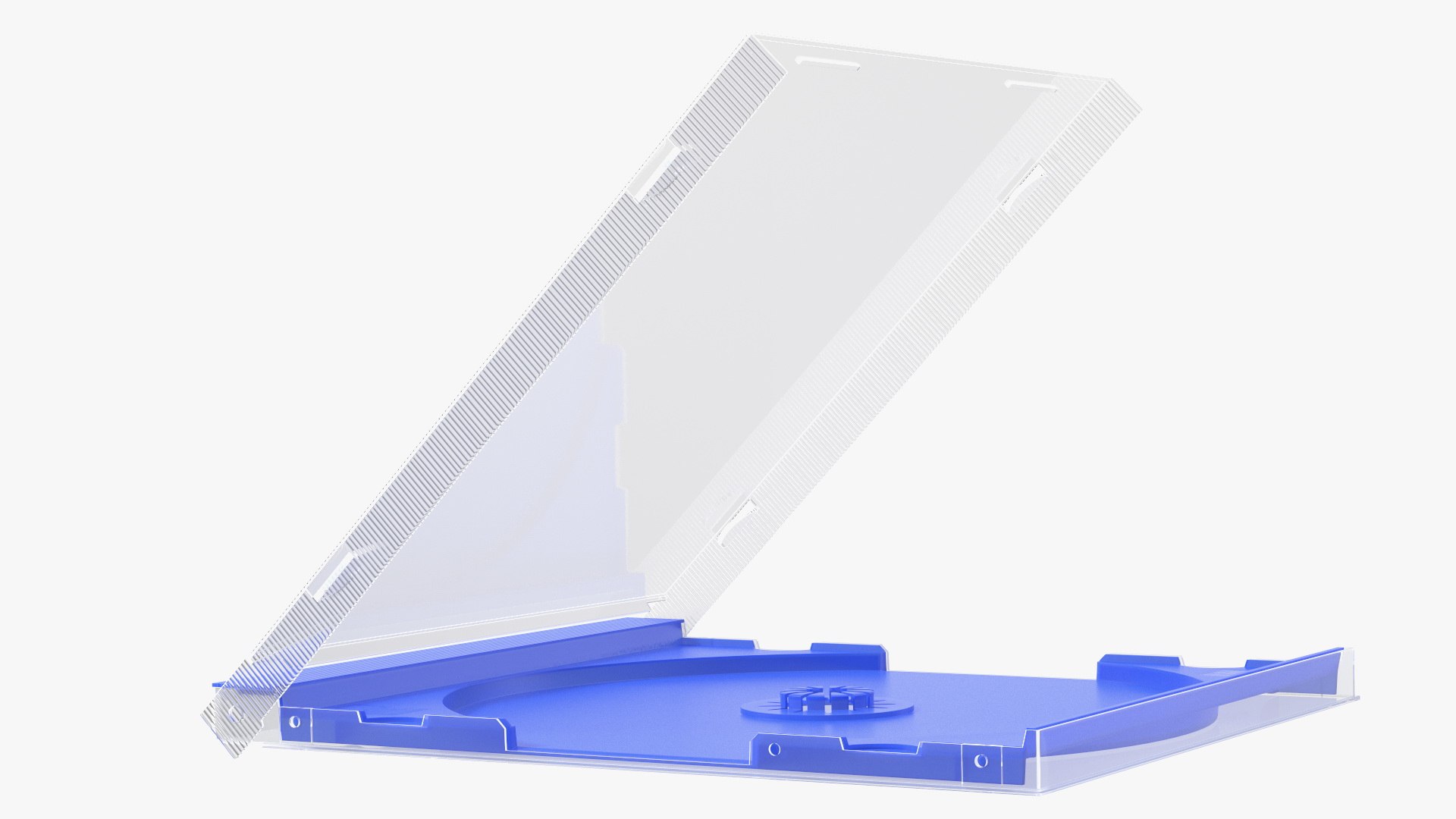 3D Single Clear CD Jewel Case with Blue Tray https://p.turbosquid.com/ts-thumb/go/zp1Emt/vB/singleclearcdjewelcasewithbluetrayvray3dmodel010/jpg/1636116066/1920x1080/fit_q87/f3ac6527609d2890b1fa7e32ae024d3467090632/singleclearcdjewelcasewithbluetrayvray3dmodel010.jpg