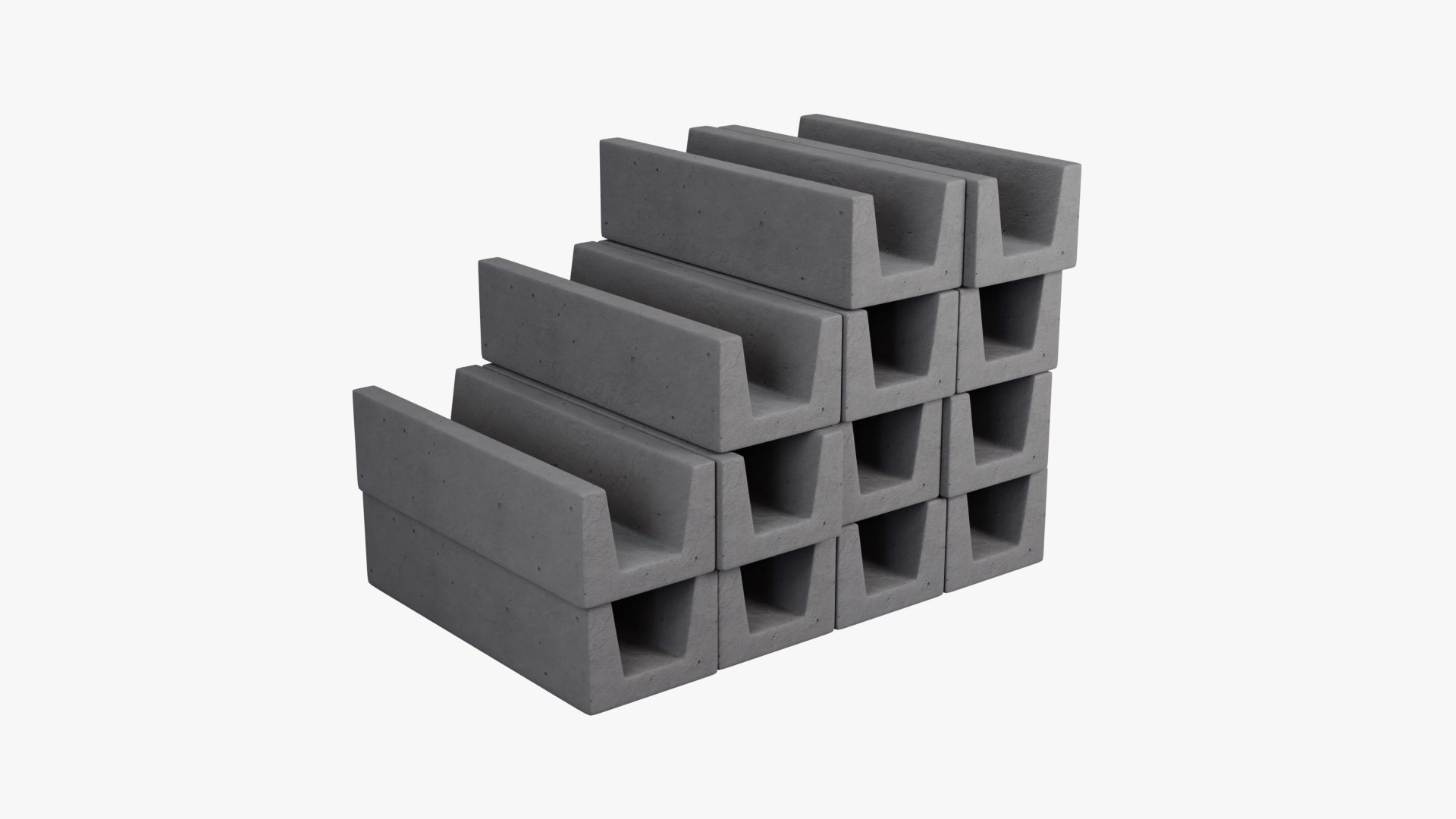 Stack Of Concrete Trenches 3D Model - TurboSquid 2245390