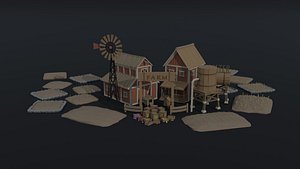 Low-poly Cartoon farm asset Polygonal Style