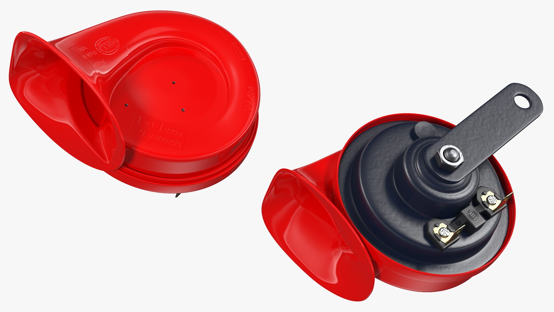 Hella Trumpet Twin Tone 12V Horn Set 3D model preview