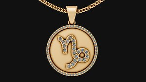 3D Capricorn Goat zodiac pendant