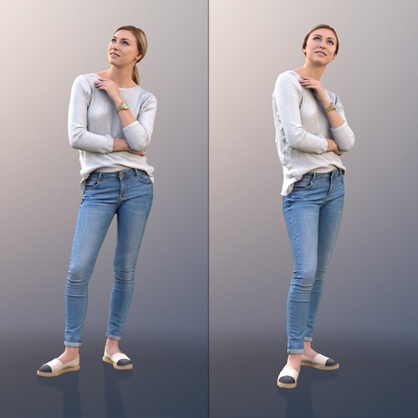 10078 Ramona - Standing Young Woman Thinking 3D model