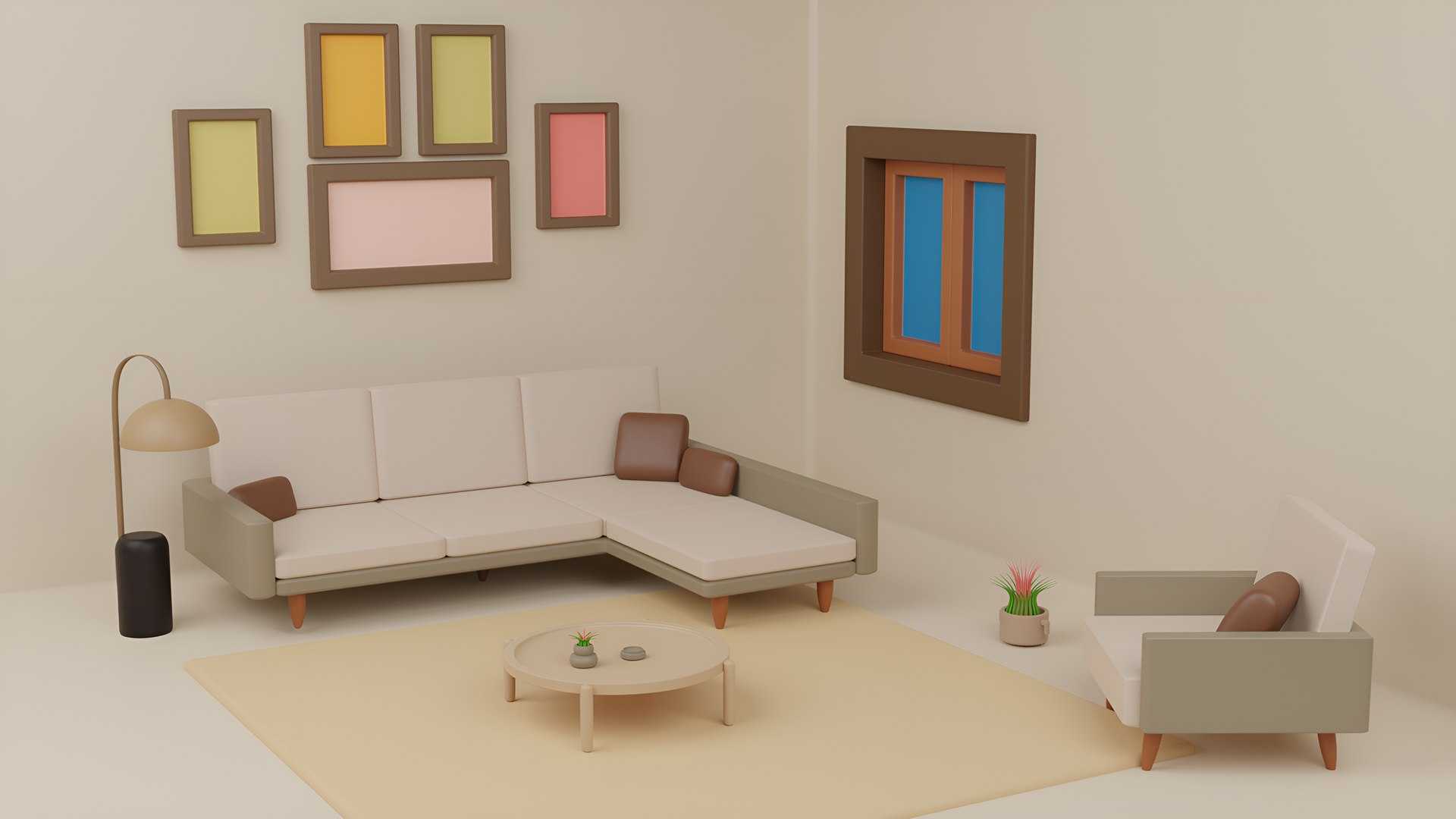 Free 3D Simple Living Room Model Design - TurboSquid 2096851