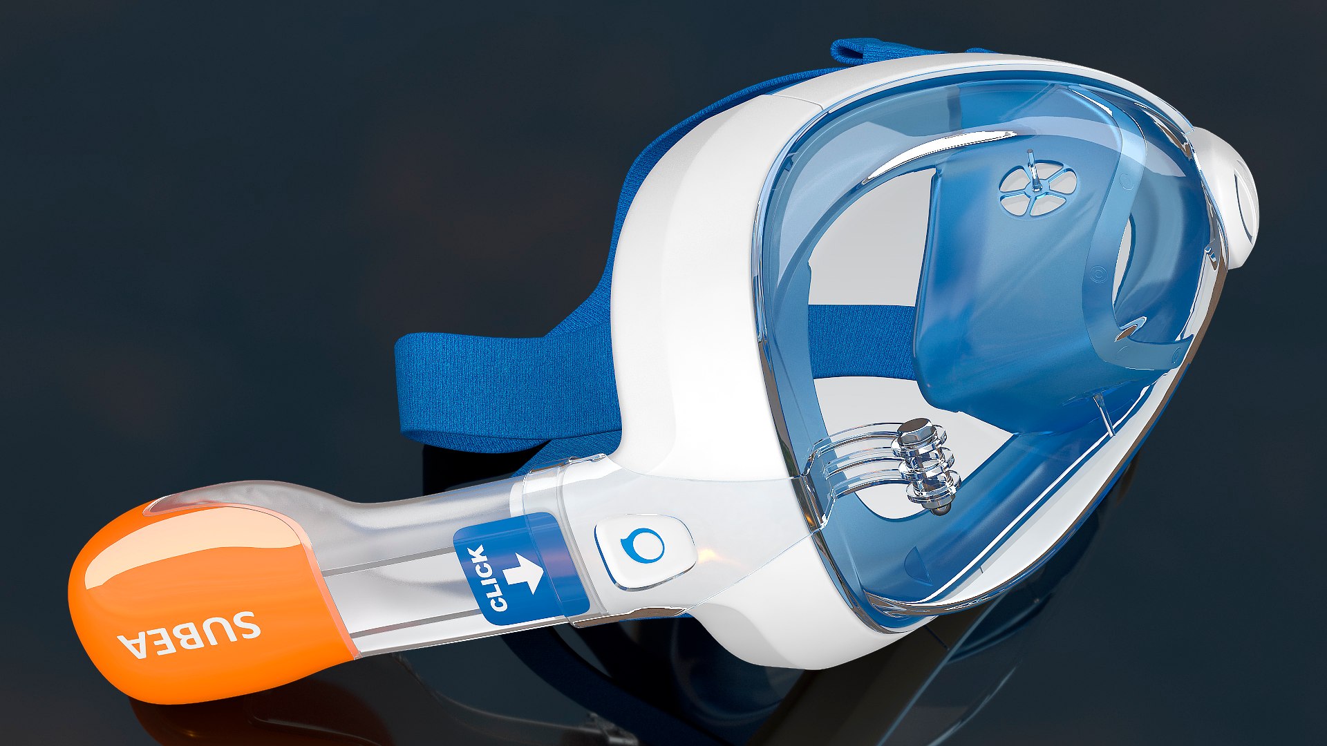 Lying Tribord Subea Easybreath Full Face Snorkel Mask 3D model preview