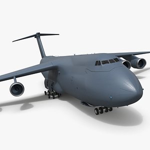 Strategic Airlift Jet with Extended Landing Gear Dark Gray Simplified 3D model