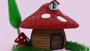 mushroom house cartoon model