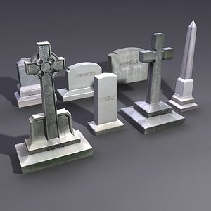 set gravestones grave stones obj