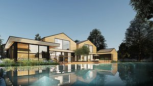 Holiday House Exterior Scene - kitchen bedroom furniture 3D model model