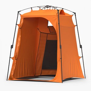 Camping Shower Tent With Roof Vent Orange 3D model