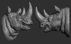 Rhinoceros angry head 3D model