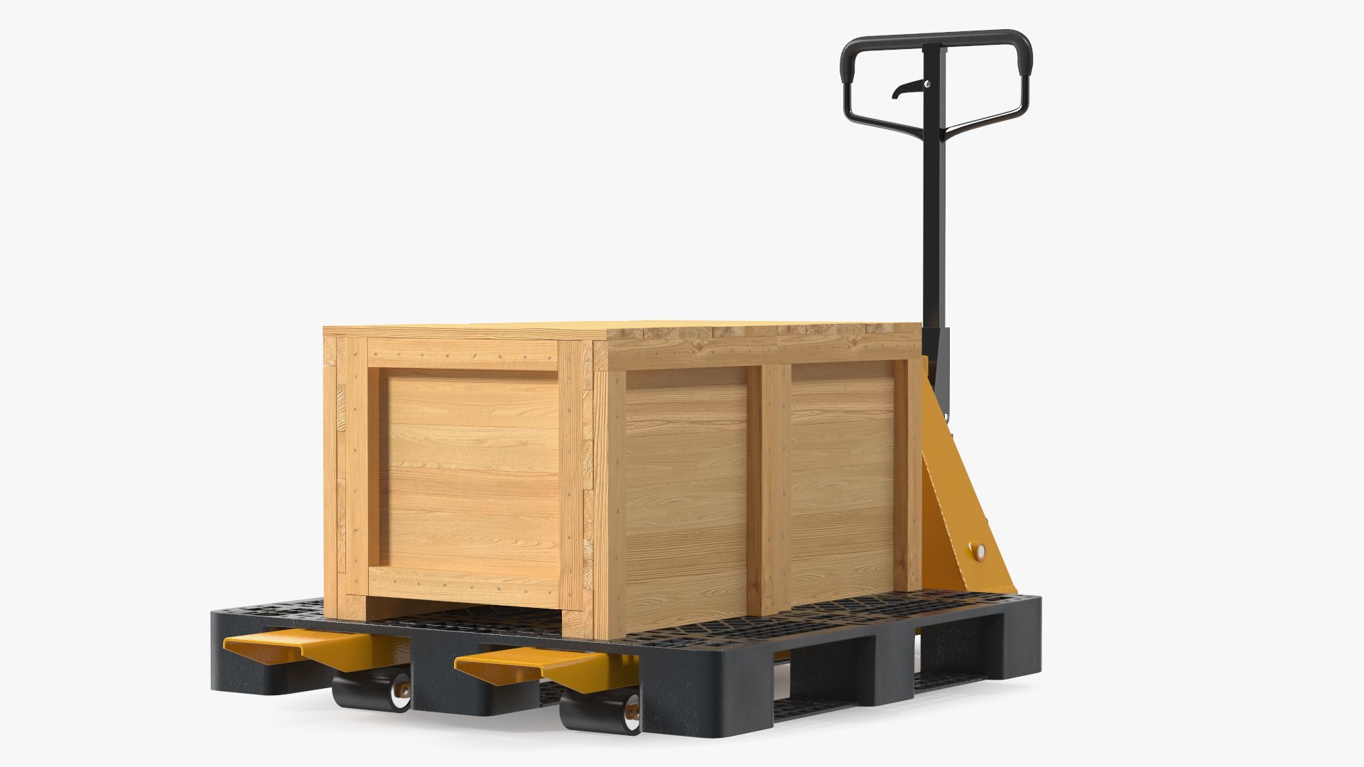 Industrial Pallet Jack Yellow with Wooden Crates model TurboSquid 2142614