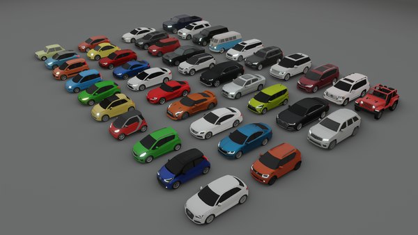 collection of 40 low poly cars