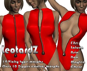 3d daz3d victoria zipper leotard clothing model