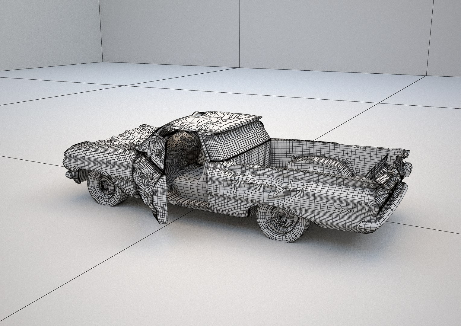 3D Green Classic Smashed Car Model - TurboSquid 1491610