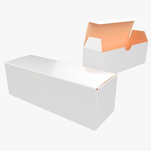 3D model 15cm Long Paper Box Closed Opened Unwrapped