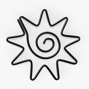 Sun Shaped Paper Clip 3D model