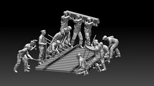 workers railway 3D model
