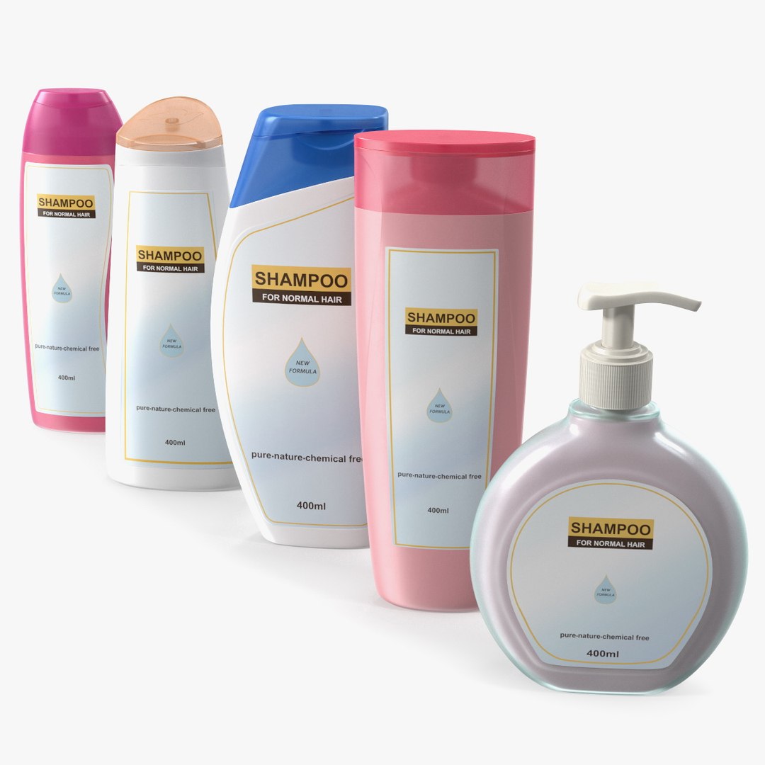 400ml Shampoo Bottles Set 3D model preview