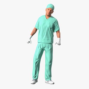 3D model Male Doctor wearing Gloves Rigged for Cinema 4D