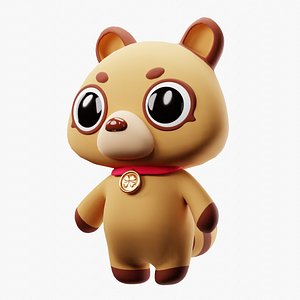 Cartoon bear tanuki 3D model