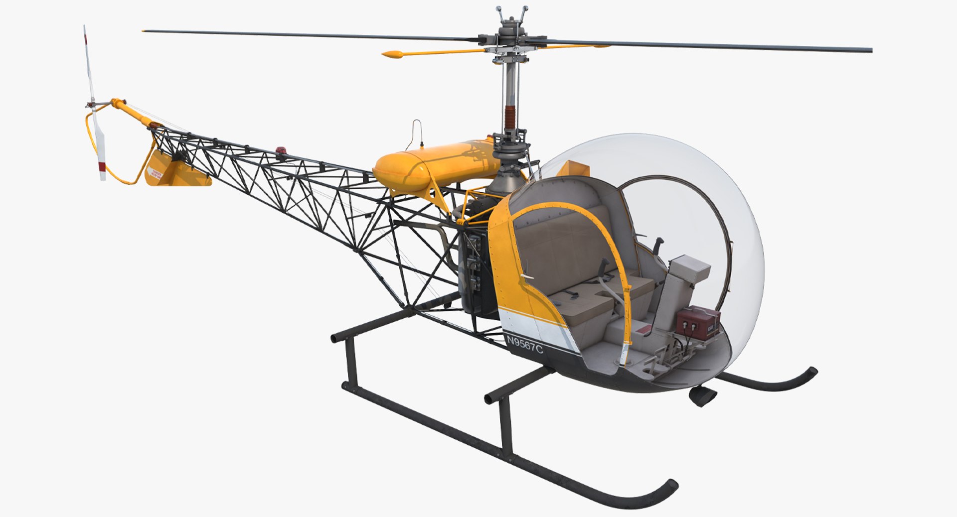 Light Helicopter Bell 47 3D model preview
