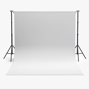 Empty Photo Studio White Backdrop Kit