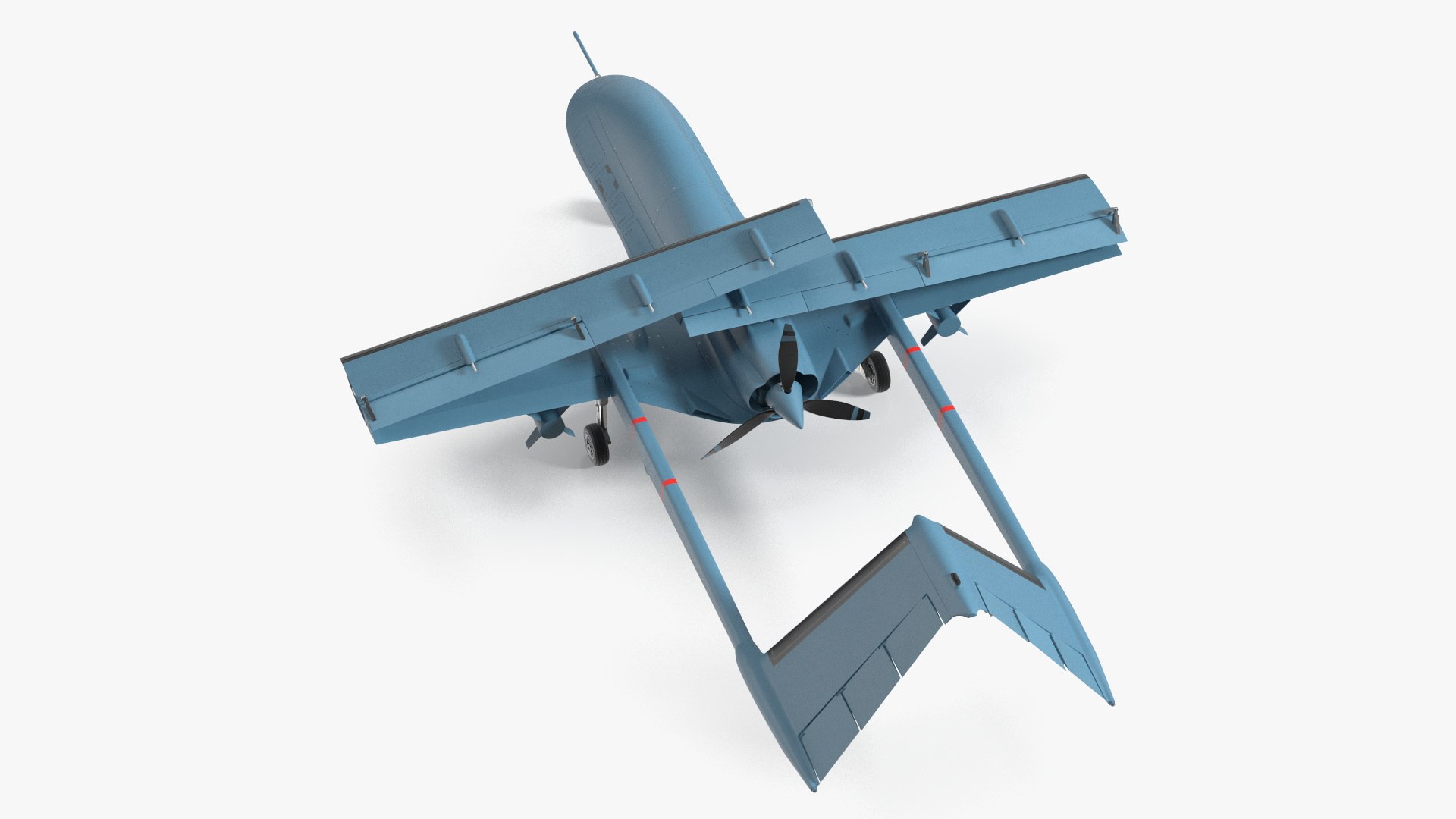 Armed Combat Drone Blue with Wings Folded 3D model preview