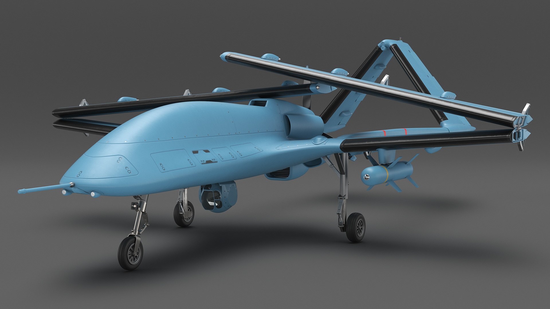 Armed Combat Drone Blue With Wings Folded 3D Model - TurboSquid 2264130