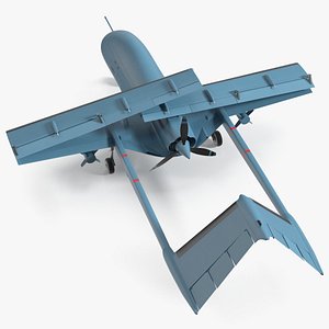 Armed Combat Drone Blue with Wings Folded 3D model